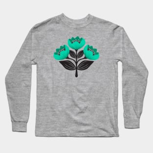 Bright and bold teal tulips Long Sleeve T-Shirt